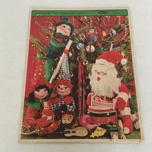 VTG Christmas time tray puzzle holiday santa toys